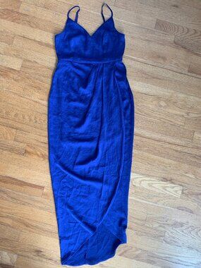 NWOT XS Express Satin Maxi Dress, Electric Blue